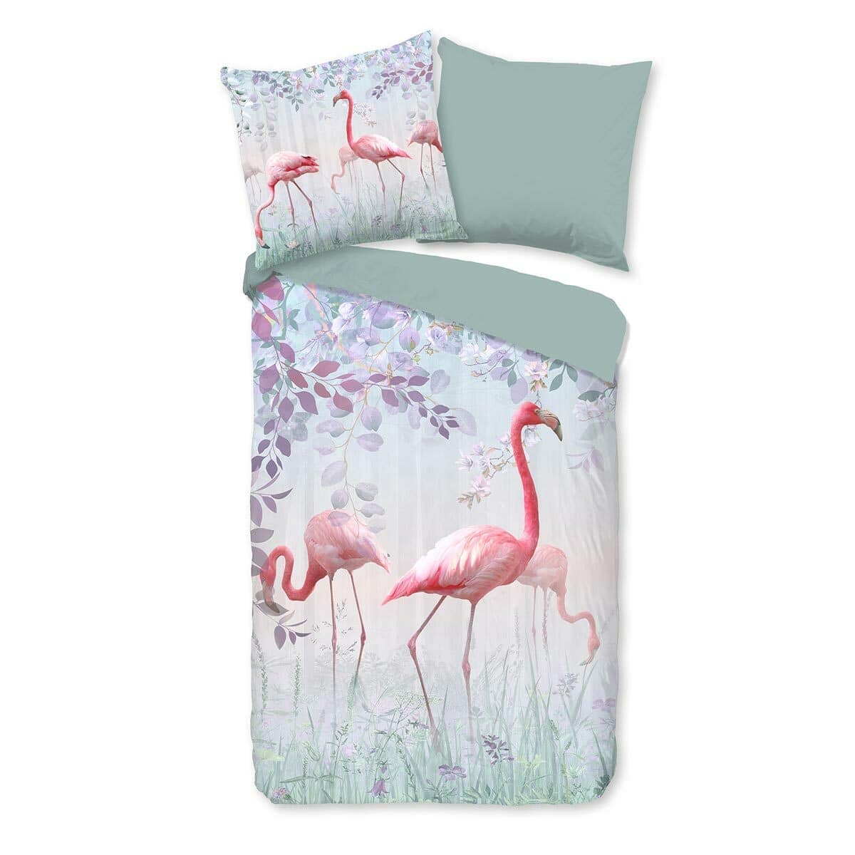 TRAUMSCHLAF Bettwäsche »Flamingo Wald«, (2 tlg.), romantisches Design mit Flamingos von TRAUMSCHLAF