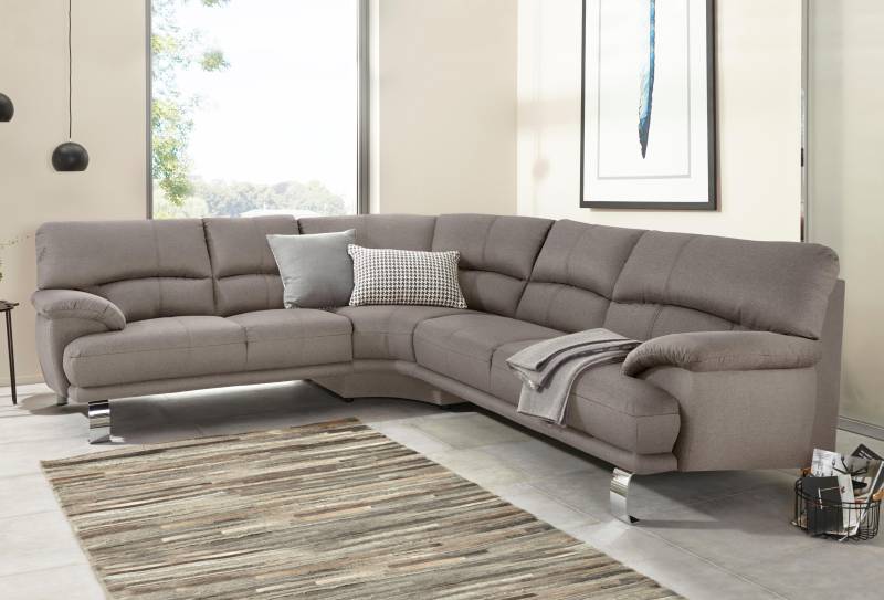 TRENDMANUFAKTUR Ecksofa »Cecilia II, in italienischen Design, bequem, hoher Sitzkomfort, L-Form«, extrabreite Armlehnen für noch mehr Sitzkomfort von TRENDMANUFAKTUR