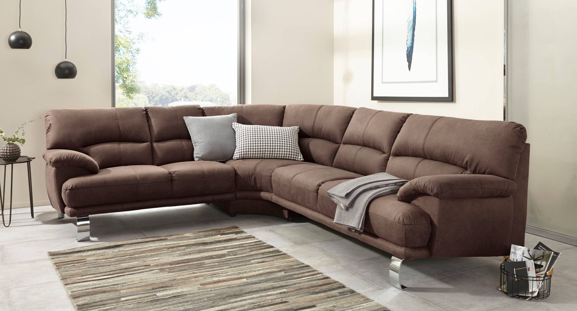 TRENDMANUFAKTUR Ecksofa »Cecilia II, in italienischen Design, bequem, hoher Sitzkomfort, L-Form«, extrabreite Armlehnen für noch mehr Sitzkomfort von TRENDMANUFAKTUR