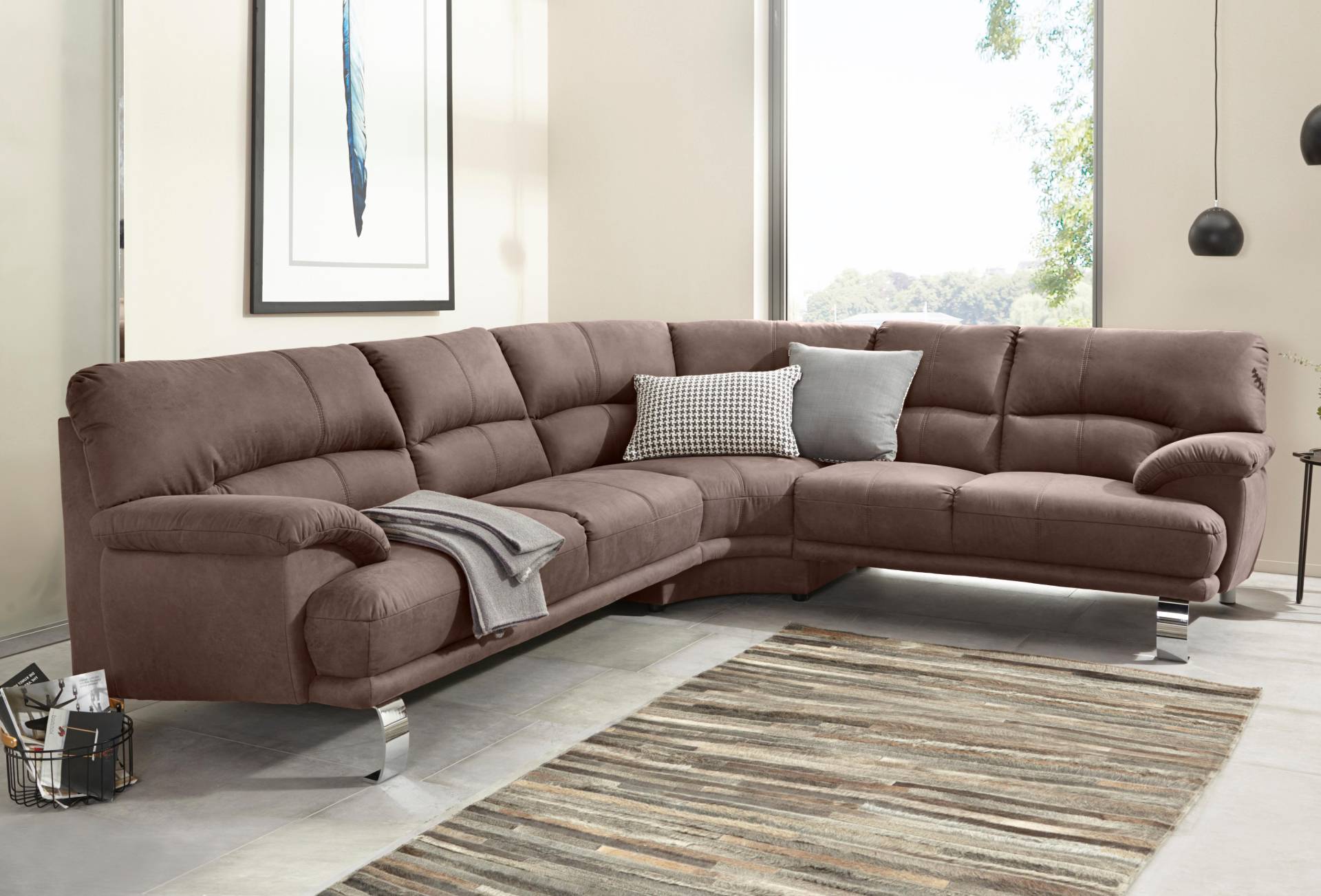 TRENDMANUFAKTUR Ecksofa »Cecilia II, in italienischen Design, bequem, hoher Sitzkomfort, L-Form«, extrabreite Armlehnen für noch mehr Sitzkomfort von TRENDMANUFAKTUR