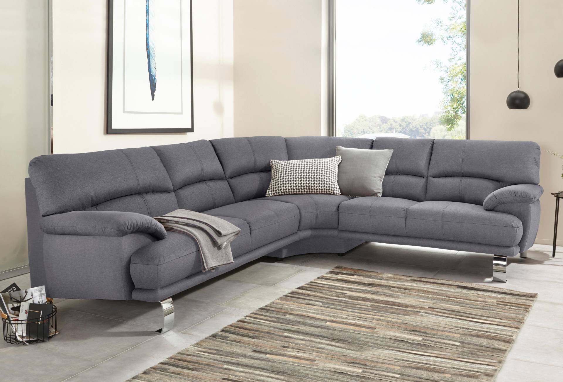 TRENDMANUFAKTUR Ecksofa »Cecilia II, in italienischen Design, bequem, hoher Sitzkomfort, L-Form«, extrabreite Armlehnen für noch mehr Sitzkomfort von TRENDMANUFAKTUR