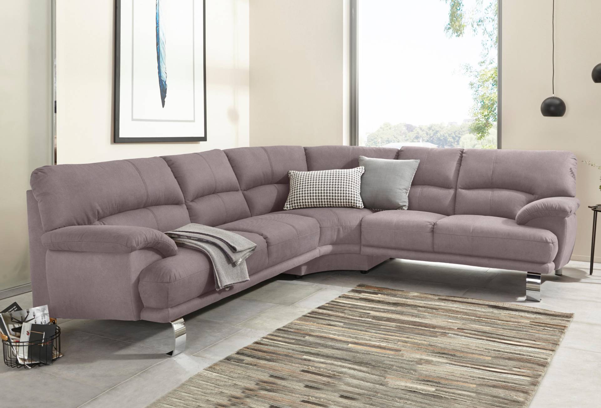 TRENDMANUFAKTUR Ecksofa »Cecilia II, in italienischen Design, bequem, hoher Sitzkomfort, L-Form«, extrabreite Armlehnen für noch mehr Sitzkomfort von TRENDMANUFAKTUR