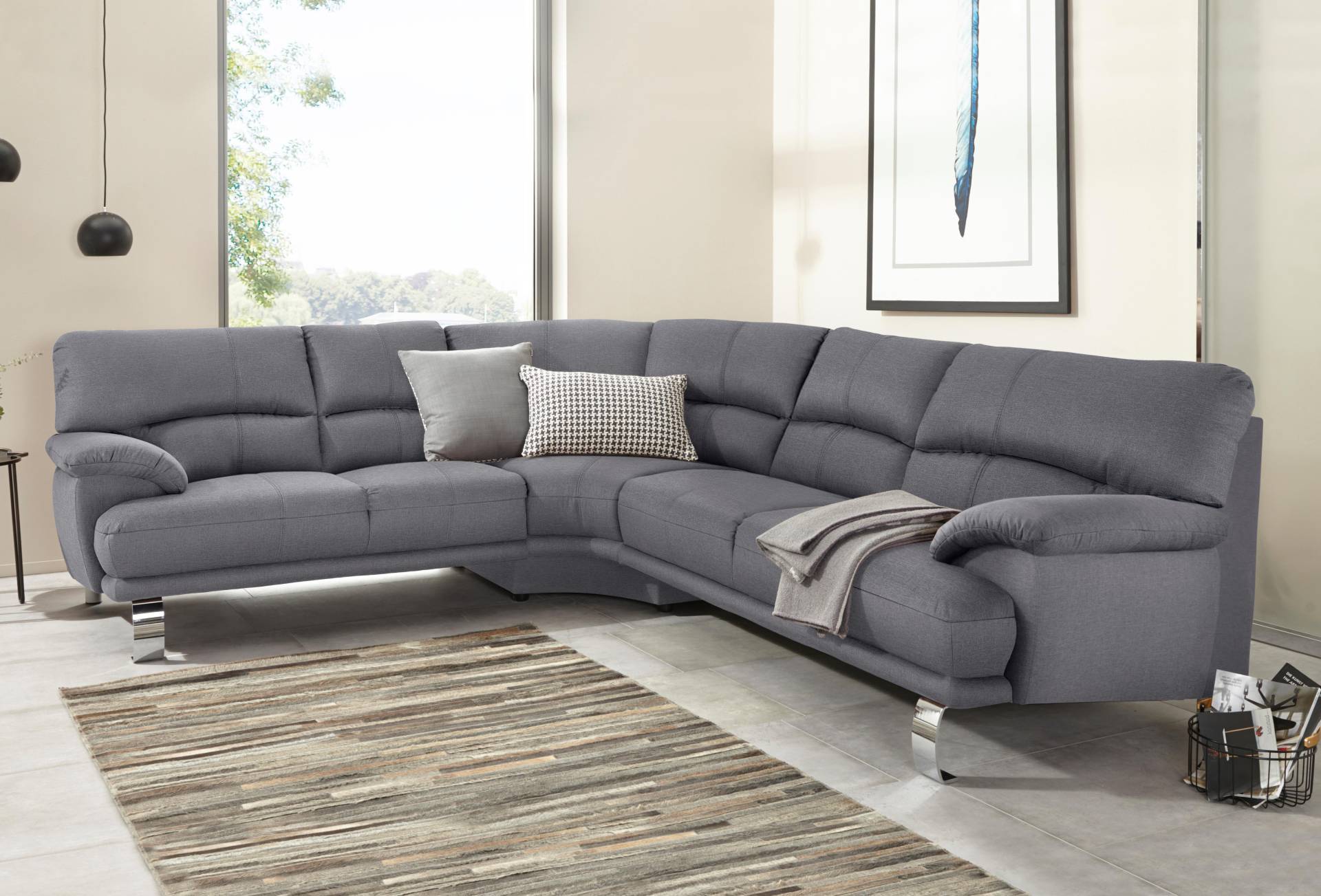 TRENDMANUFAKTUR Ecksofa »Cecilia II, in italienischen Design, bequem, hoher Sitzkomfort, L-Form«, extrabreite Armlehnen für noch mehr Sitzkomfort von TRENDMANUFAKTUR