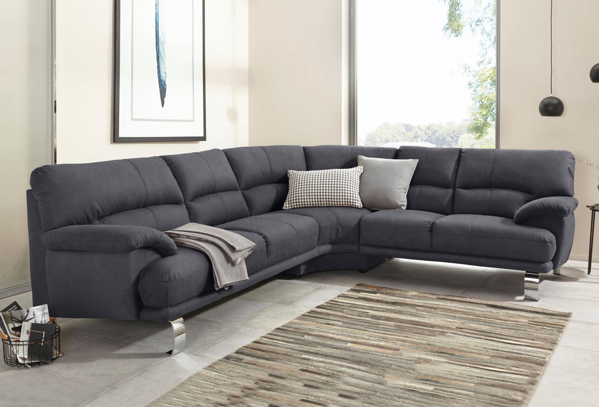 TRENDMANUFAKTUR Ecksofa »Cecilia II, in italienischen Design, bequem, hoher Sitzkomfort, L-Form«, extrabreite Armlehnen für noch mehr Sitzkomfort von TRENDMANUFAKTUR