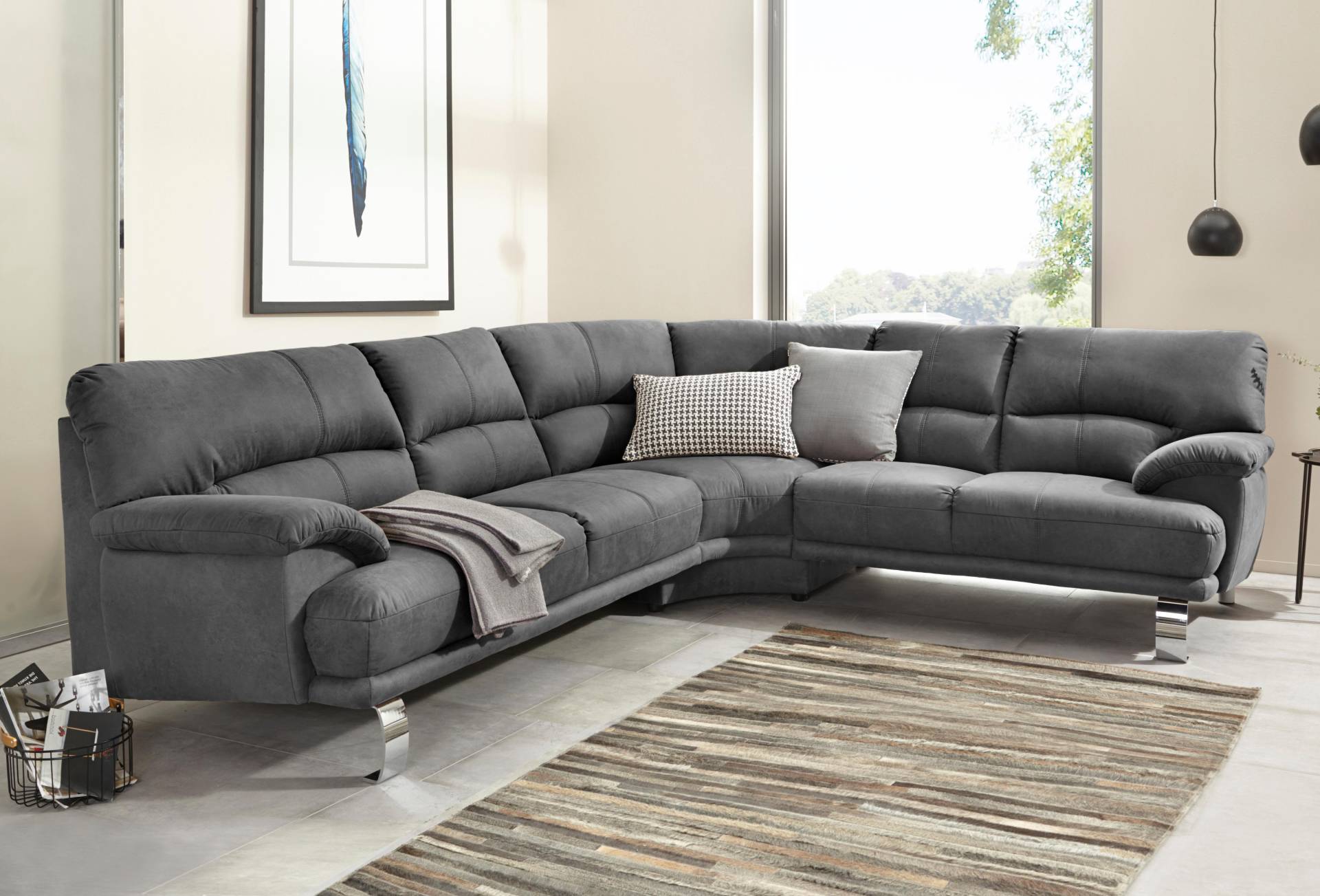 TRENDMANUFAKTUR Ecksofa »Cecilia II, in italienischen Design, bequem, hoher Sitzkomfort, L-Form«, extrabreite Armlehnen für noch mehr Sitzkomfort von TRENDMANUFAKTUR