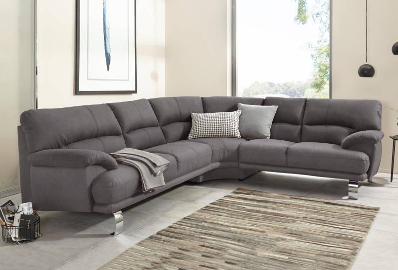 TRENDMANUFAKTUR Ecksofa »Cecilia II, in italienischen Design, bequem, hoher Sitzkomfort, L-Form«, extrabreite Armlehnen für noch mehr Sitzkomfort von TRENDMANUFAKTUR