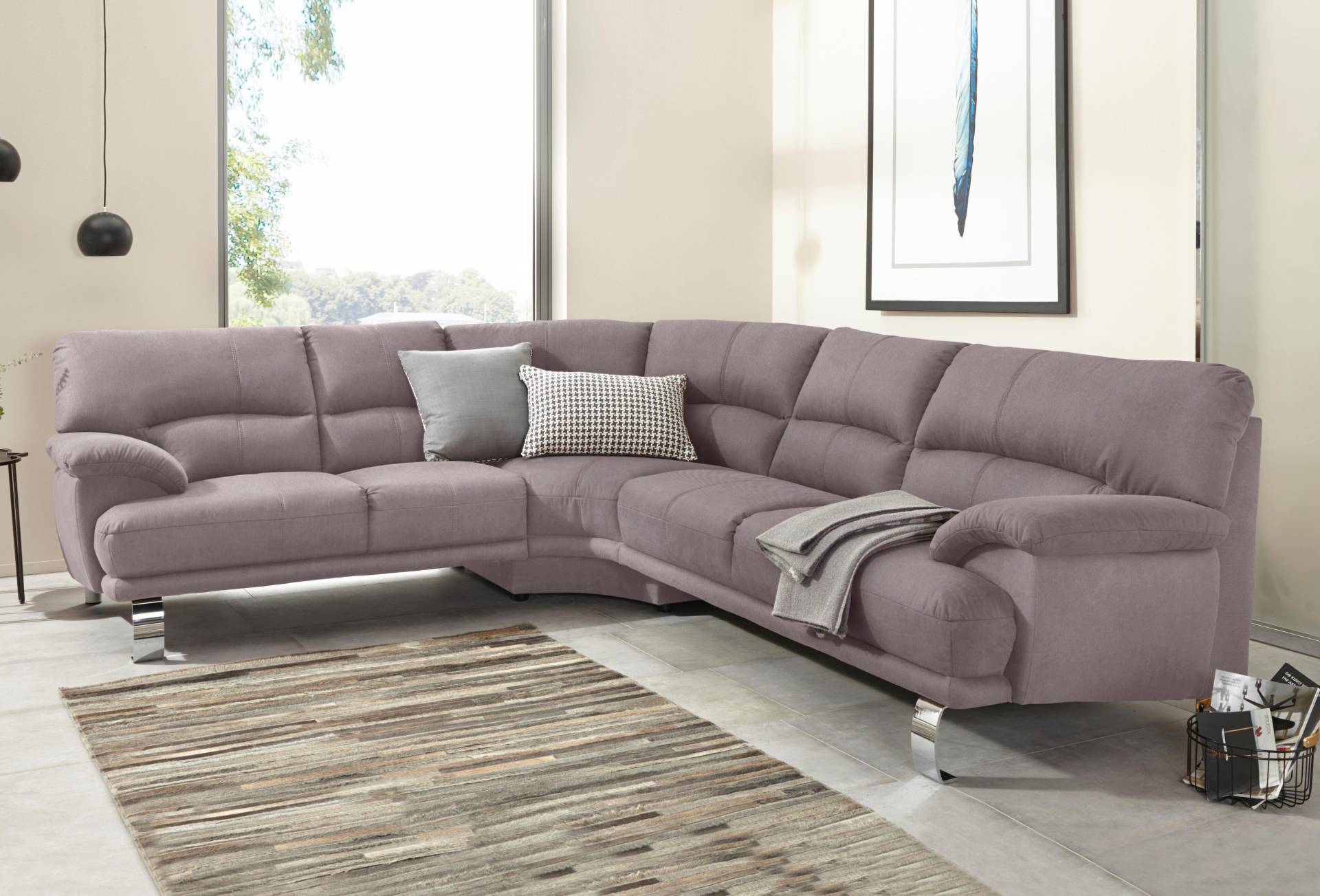 TRENDMANUFAKTUR Ecksofa »Cecilia II, in italienischen Design, bequem, hoher Sitzkomfort, L-Form«, extrabreite Armlehnen für noch mehr Sitzkomfort von TRENDMANUFAKTUR