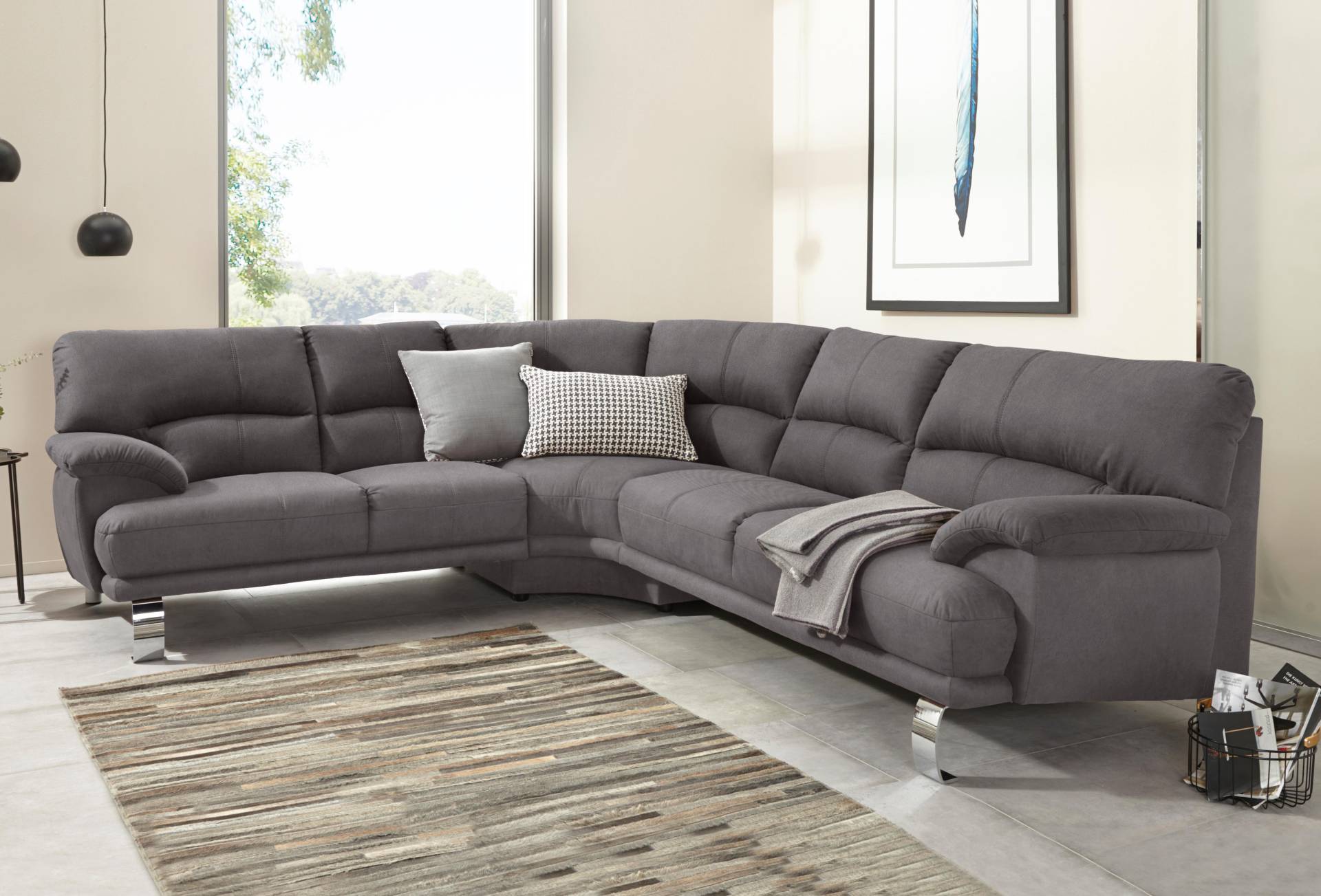 TRENDMANUFAKTUR Ecksofa »Cecilia II, in italienischen Design, bequem, hoher Sitzkomfort, L-Form«, extrabreite Armlehnen für noch mehr Sitzkomfort von TRENDMANUFAKTUR