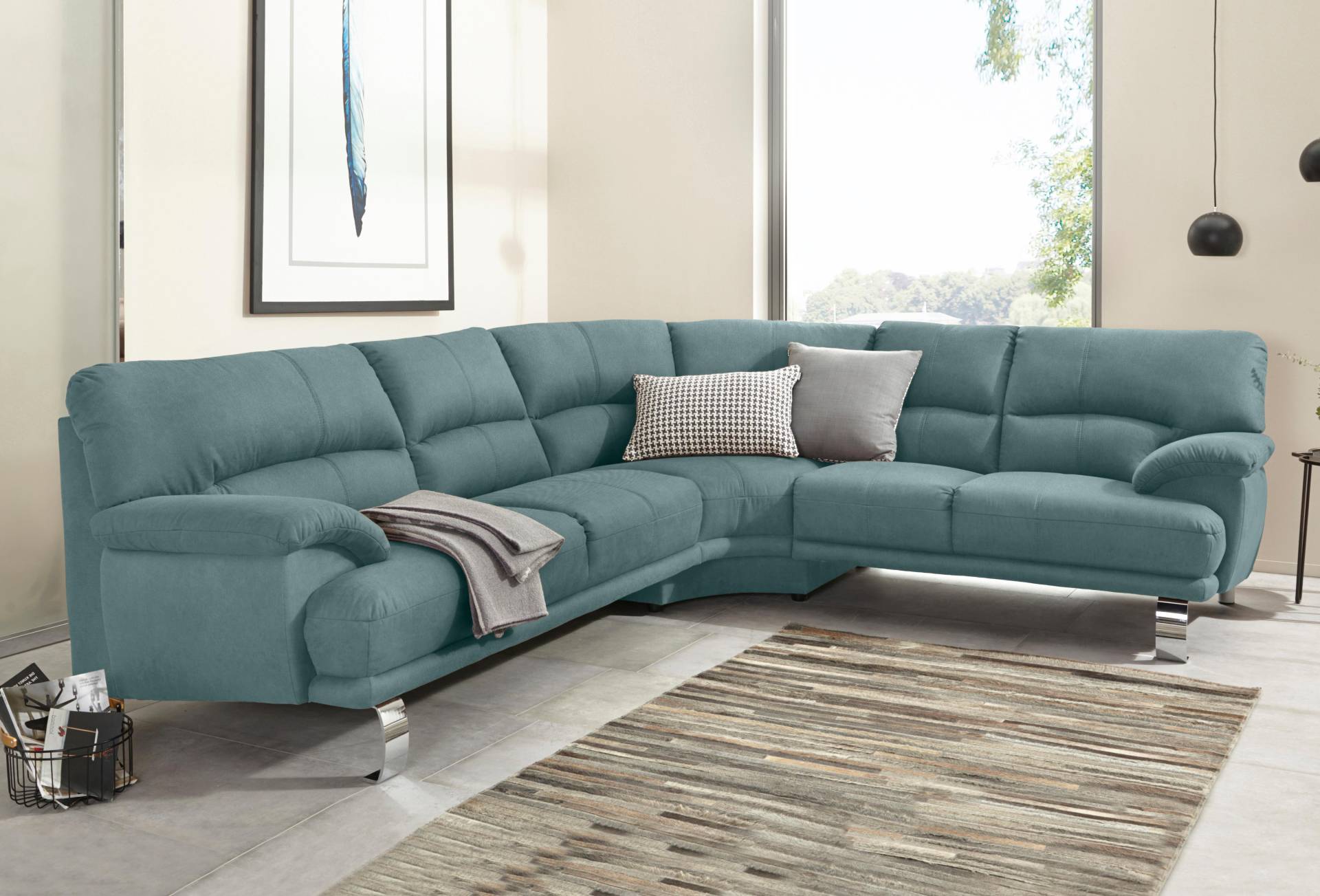 TRENDMANUFAKTUR Ecksofa »Cecilia II, in italienischen Design, bequem, hoher Sitzkomfort, L-Form«, extrabreite Armlehnen für noch mehr Sitzkomfort von TRENDMANUFAKTUR