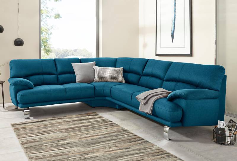 TRENDMANUFAKTUR Ecksofa »Cecilia II, in italienischen Design, bequem, hoher Sitzkomfort, L-Form«, extrabreite Armlehnen für noch mehr Sitzkomfort von TRENDMANUFAKTUR