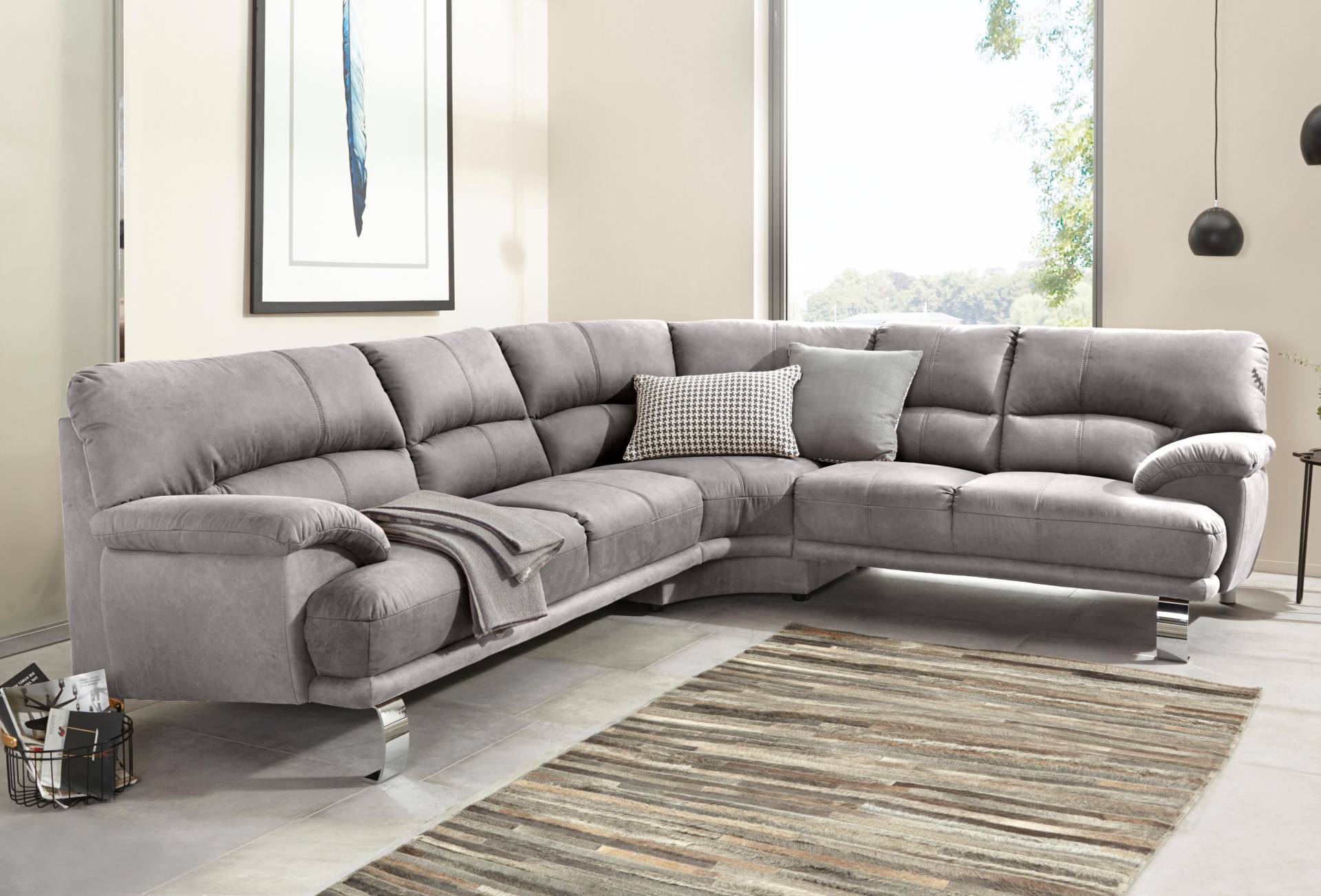 TRENDMANUFAKTUR Ecksofa »Cecilia II, in italienischen Design, bequem, hoher Sitzkomfort, L-Form«, extrabreite Armlehnen für noch mehr Sitzkomfort von TRENDMANUFAKTUR