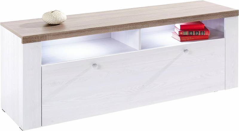 Home affaire Lowboard »Larona, zeitloses TV Board mit 1 Klappe und 2 offenen Fächern«, Breite 140 cm, Fernsehbank, viel Stauraum, dekorative Rahmenoptik von home affaire