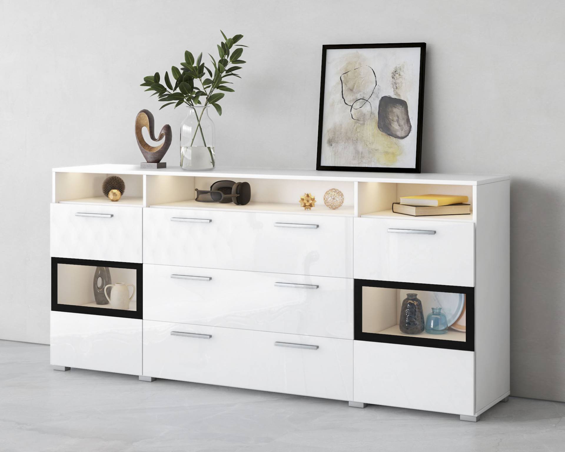 INOSIGN Sideboard »Sarah mix«, Breite 182 cm, Türen mit Glaseinsatz von INOSIGN