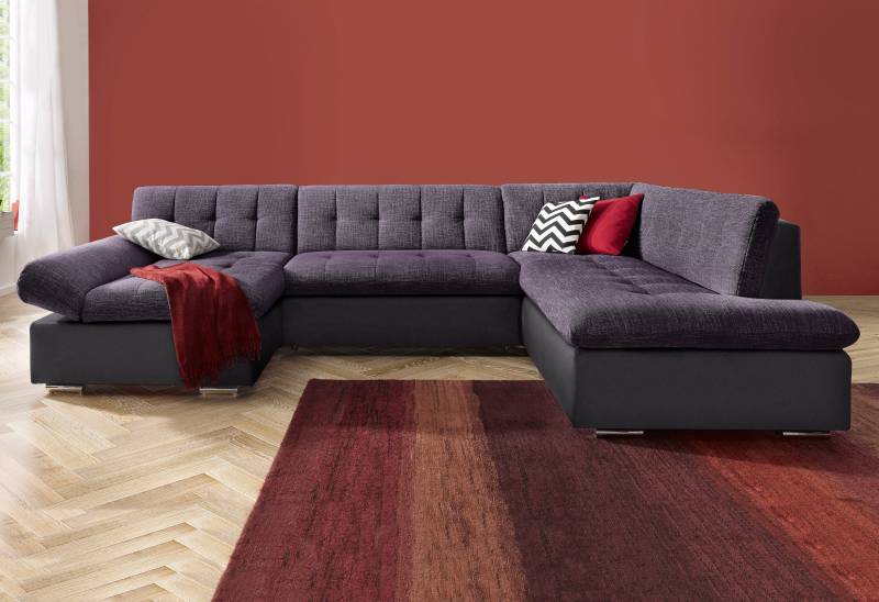 TRENDMANUFAKTUR Wohnlandschaft »Reggae modern und bequem, aktueller Materialmix, U-Form«, inkl. verstellbare Armlehne, wahlweise mit Bettfunktion TRENDMANUFAKTUR Wohnlandschaft »Reggae modern und bequem, aktueller Materialmix, U-Form«, inkl. verstellbare Armlehne, wahlweise mit Bettfunktion von TRENDMANUFAKTUR