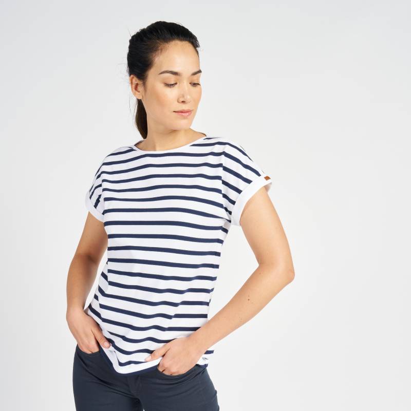 Kurzarmshirt - Sailing 100 Damen Schwarz/Weiss XL von TRIBORD