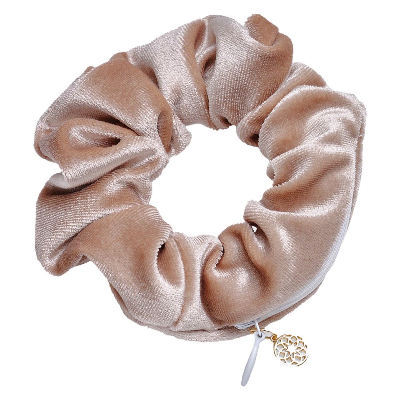 Body Mind and Soul Scrunchie Yoga Samt Reisverschluss Beige von TRISA