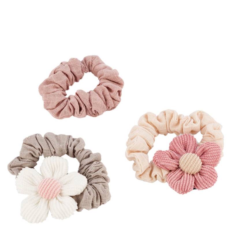 Scrunchie mit Blume, hellgrau, altrosa & ivory von TRISA