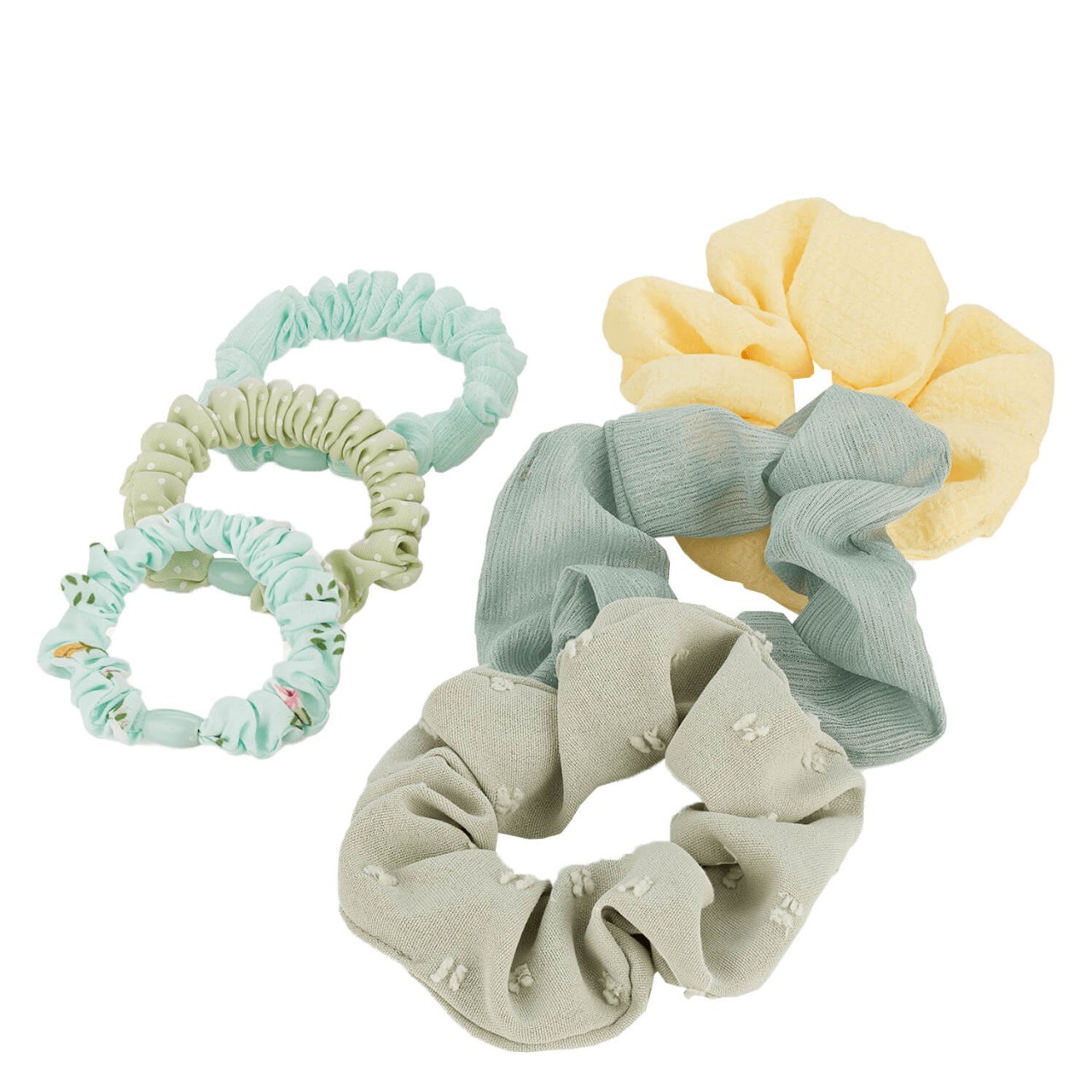 Scrunchie mit Print, mint, grün & gelb von TRISA