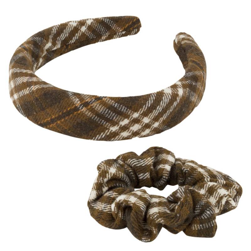 TRISA Hair - English Check Hairband & Scrunchie, brown von TRISA