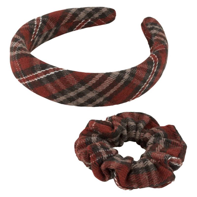 TRISA Hair - English Check Hairband & Scrunchie, red von TRISA