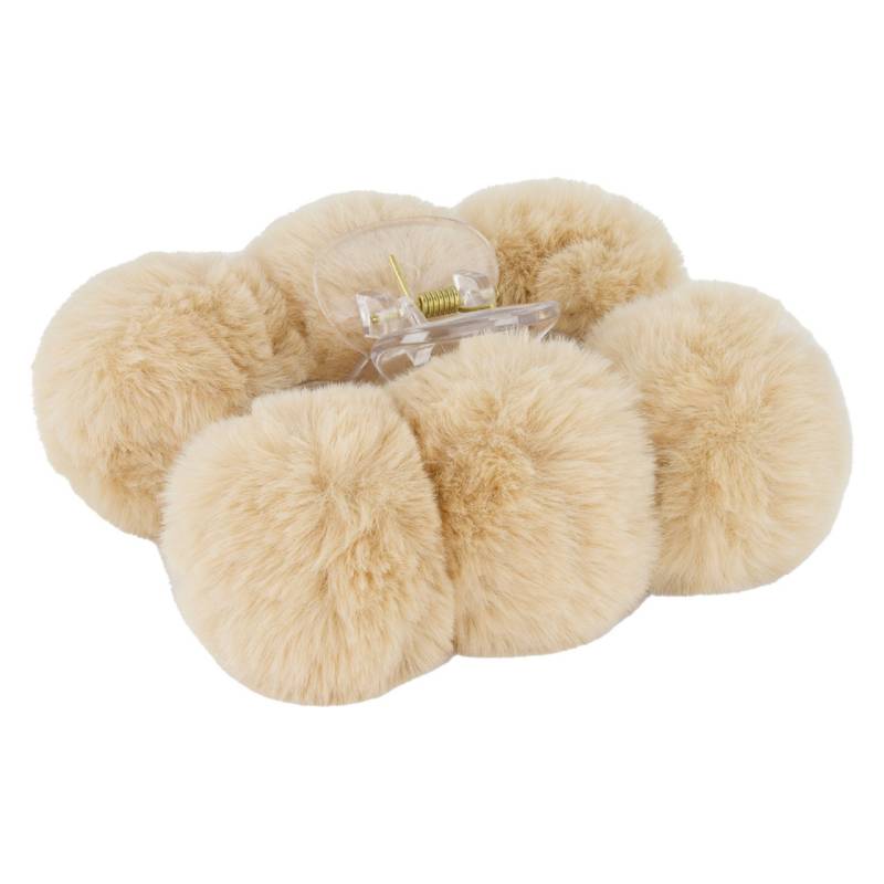 TRISA Hair - Fake Fur Hair Clip Pompoms Beige von TRISA