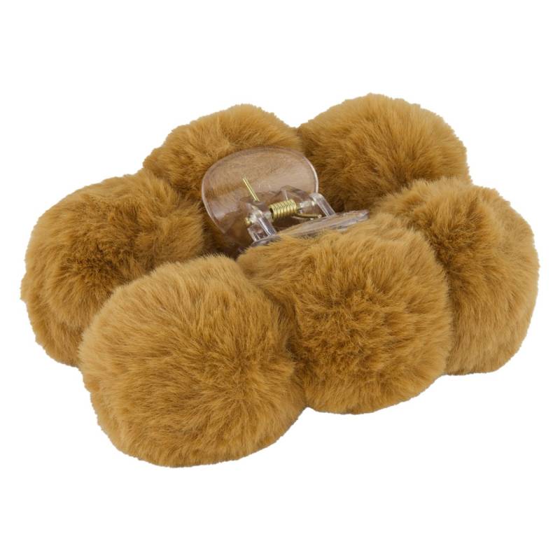 TRISA Hair - Fake Fur Hair Clip Pompoms Brown von TRISA