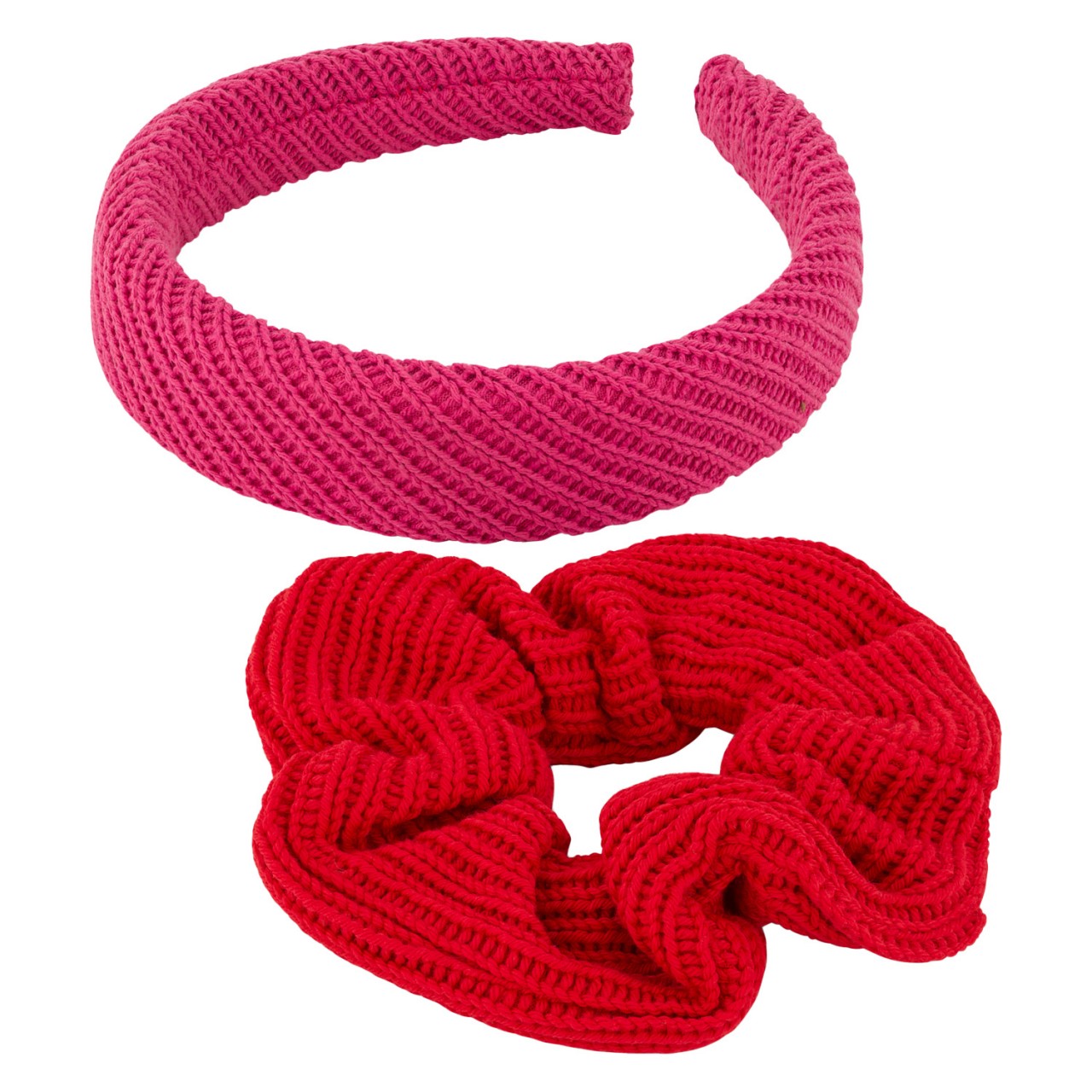 TRISA Hair - Knitted Hairband & Scrunchie, pink red von TRISA