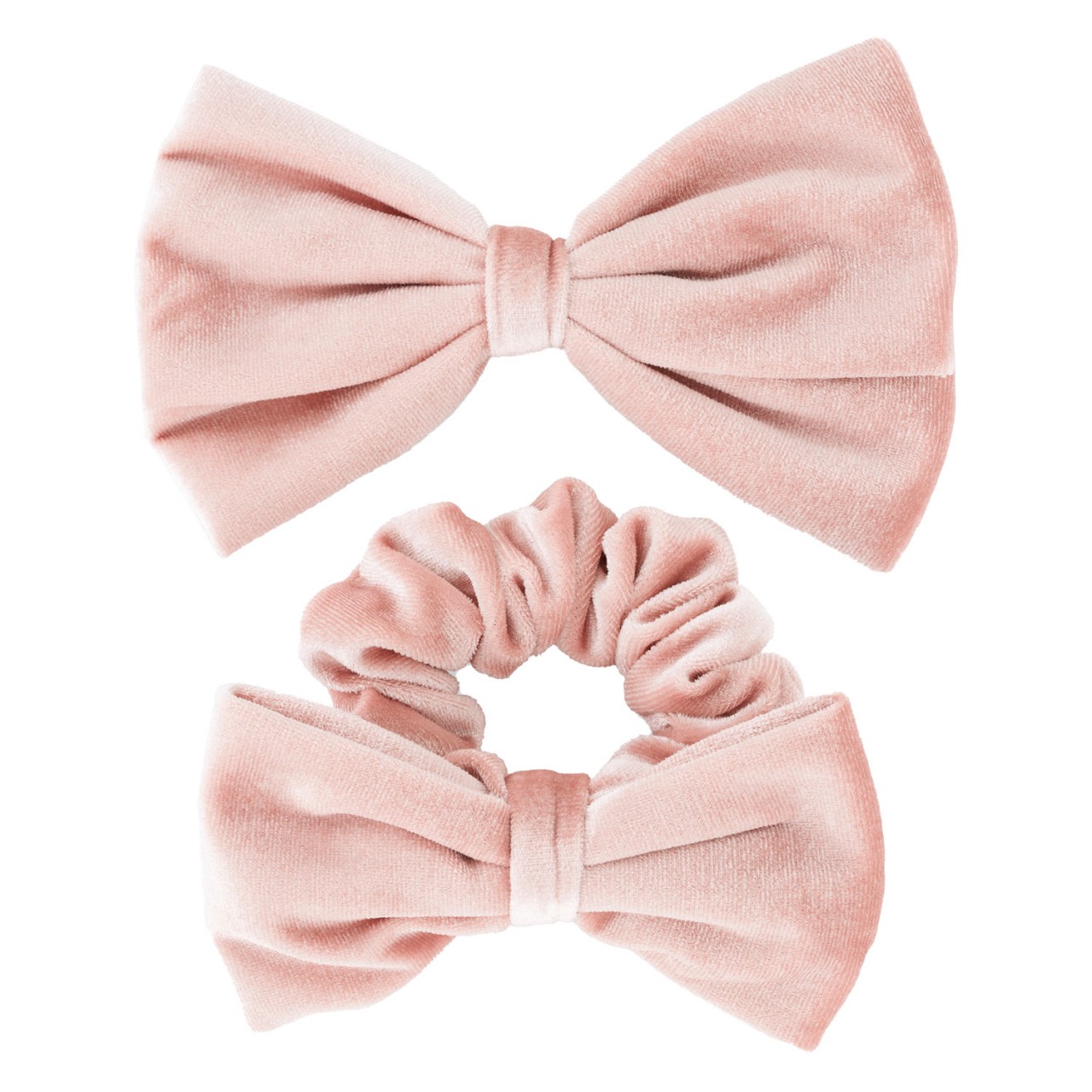 TRISA Hair - Velvet Scrunchie & Bow Hair Clip Rose von TRISA