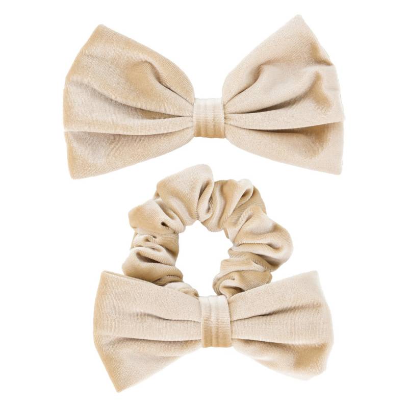 TRISA Hair - Velvet Scrunchie & Bow Hair Clip Sand von TRISA