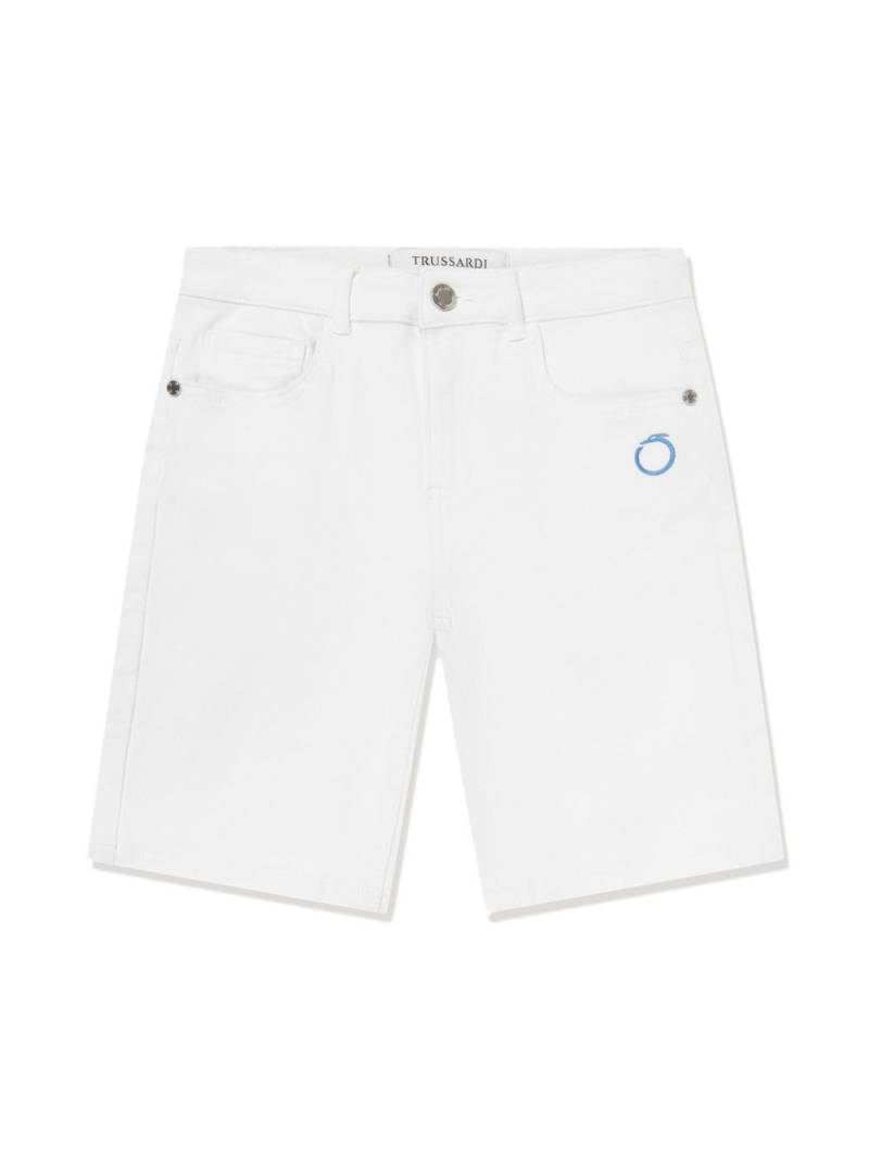 TRUSSARDI JUNIOR Mogurean logo-embroidered shorts - White von TRUSSARDI JUNIOR