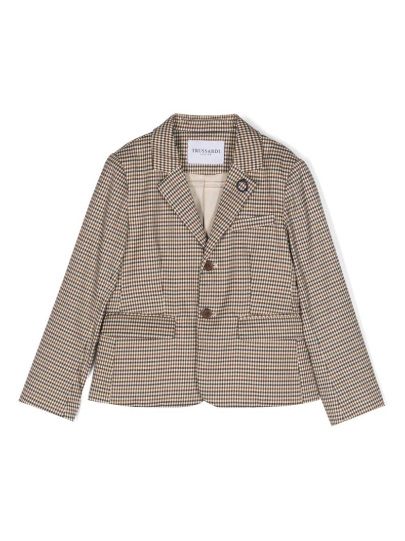 TRUSSARDI JUNIOR check-pattern single-breasted blazer - Neutrals von TRUSSARDI JUNIOR