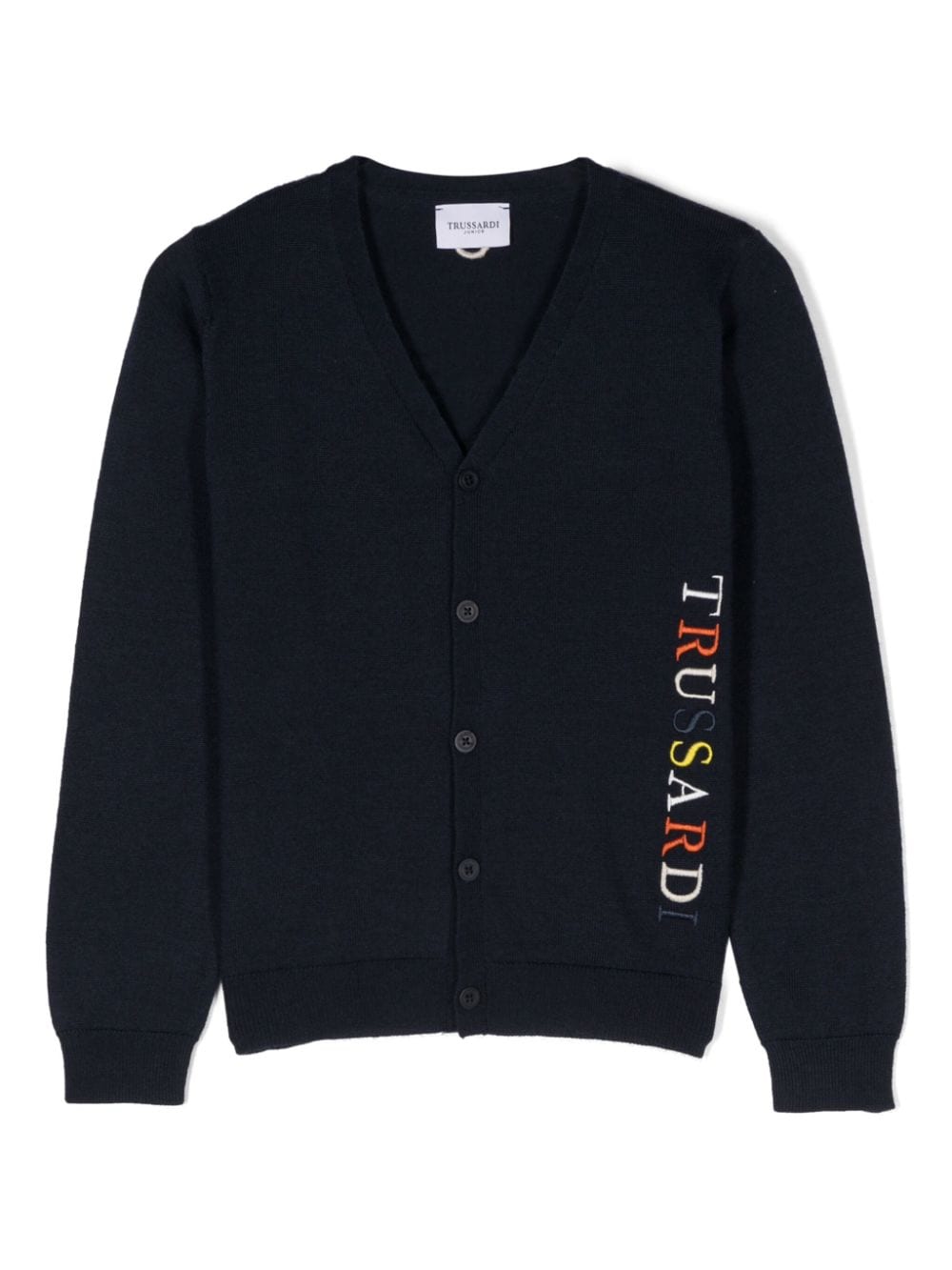 TRUSSARDI JUNIOR embroidered-logo cardigan - Blue von TRUSSARDI JUNIOR