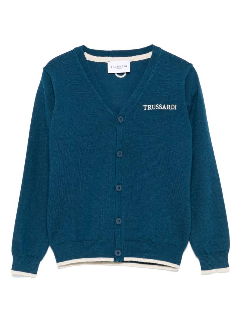 TRUSSARDI JUNIOR logo-embroidered cardigan - Blue von TRUSSARDI JUNIOR