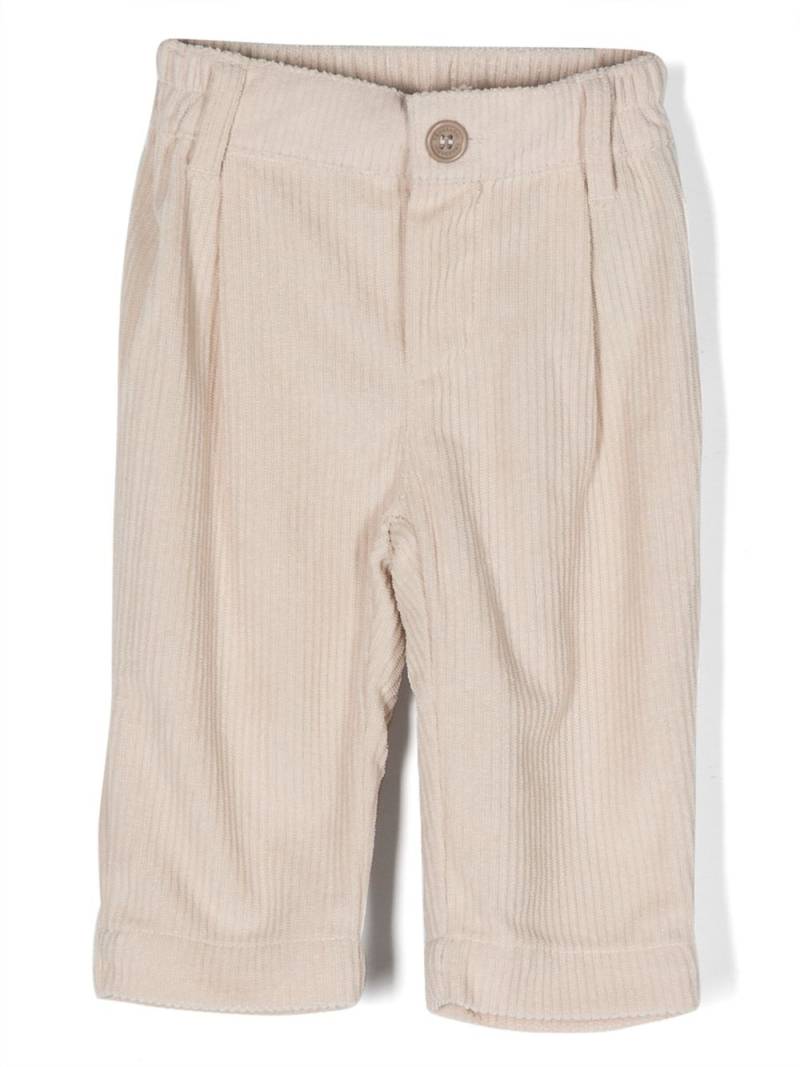 TRUSSARDI JUNIOR logo-embroidered corduroy chinos - Neutrals von TRUSSARDI JUNIOR