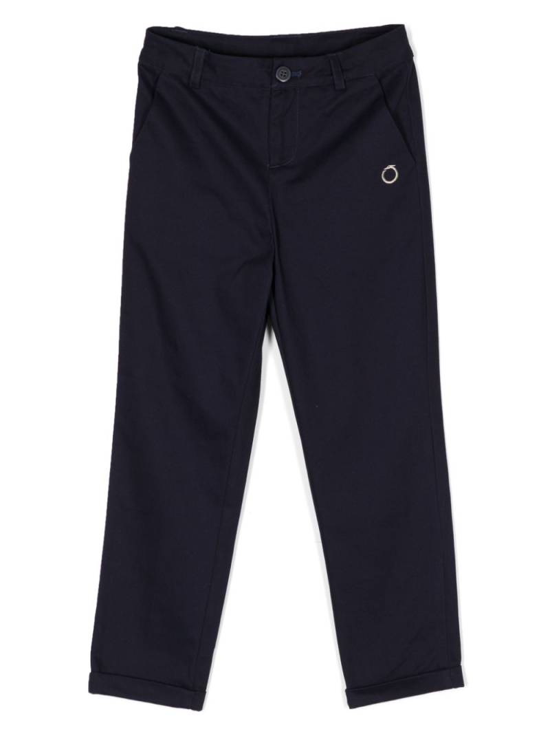 TRUSSARDI JUNIOR logo-embroidered cotton trousers - Blue von TRUSSARDI JUNIOR