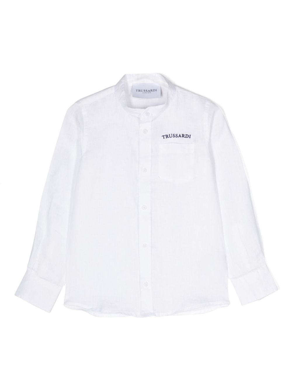 TRUSSARDI JUNIOR logo-embroidered linen shirt - White von TRUSSARDI JUNIOR