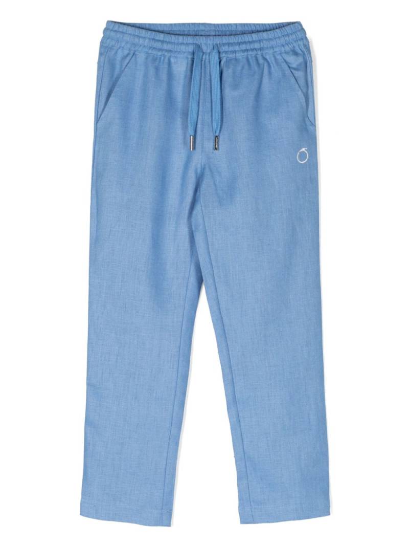 TRUSSARDI JUNIOR logo-embroidered linen trousers - Blue von TRUSSARDI JUNIOR