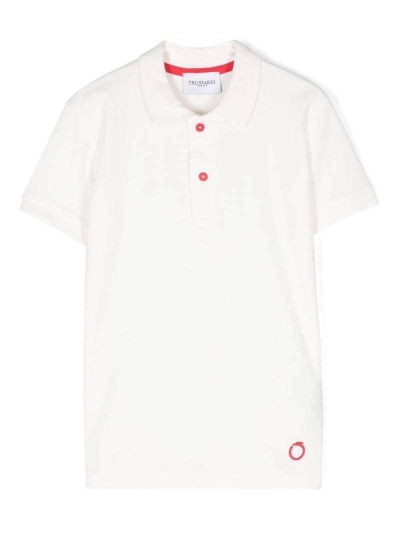 TRUSSARDI JUNIOR logo-embroidered polo shirt - White von TRUSSARDI JUNIOR