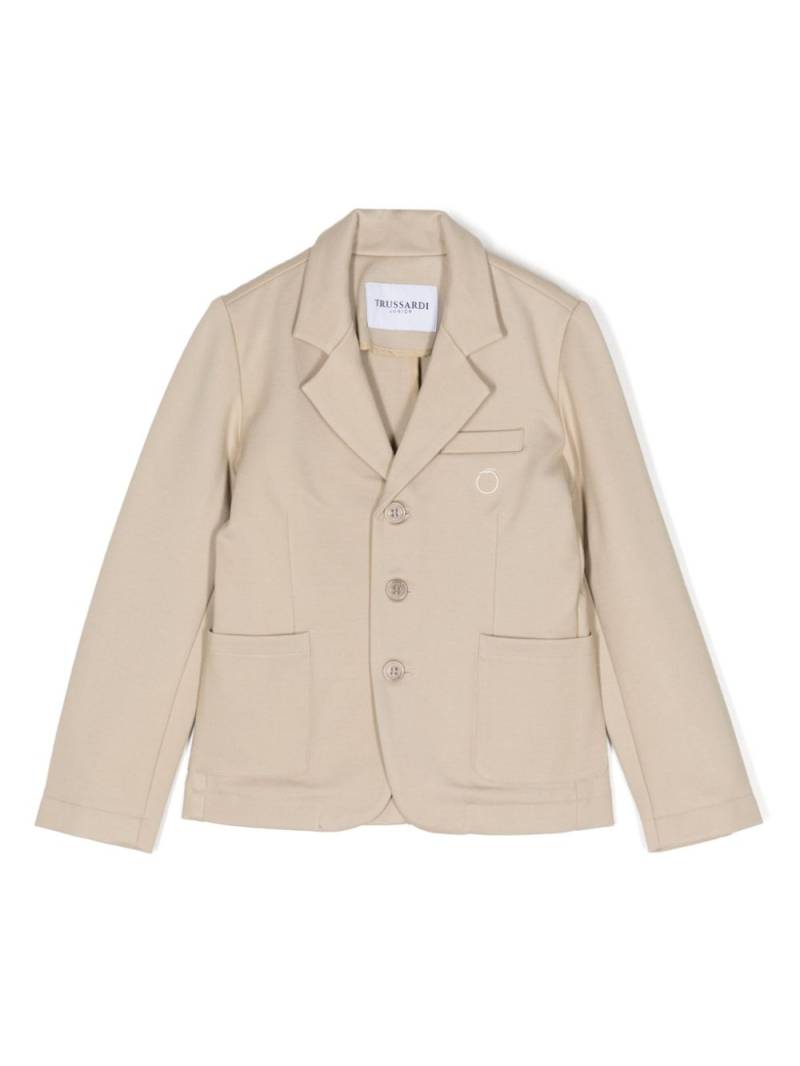 TRUSSARDI JUNIOR logo-embroidered single-breasted blazer - Brown von TRUSSARDI JUNIOR