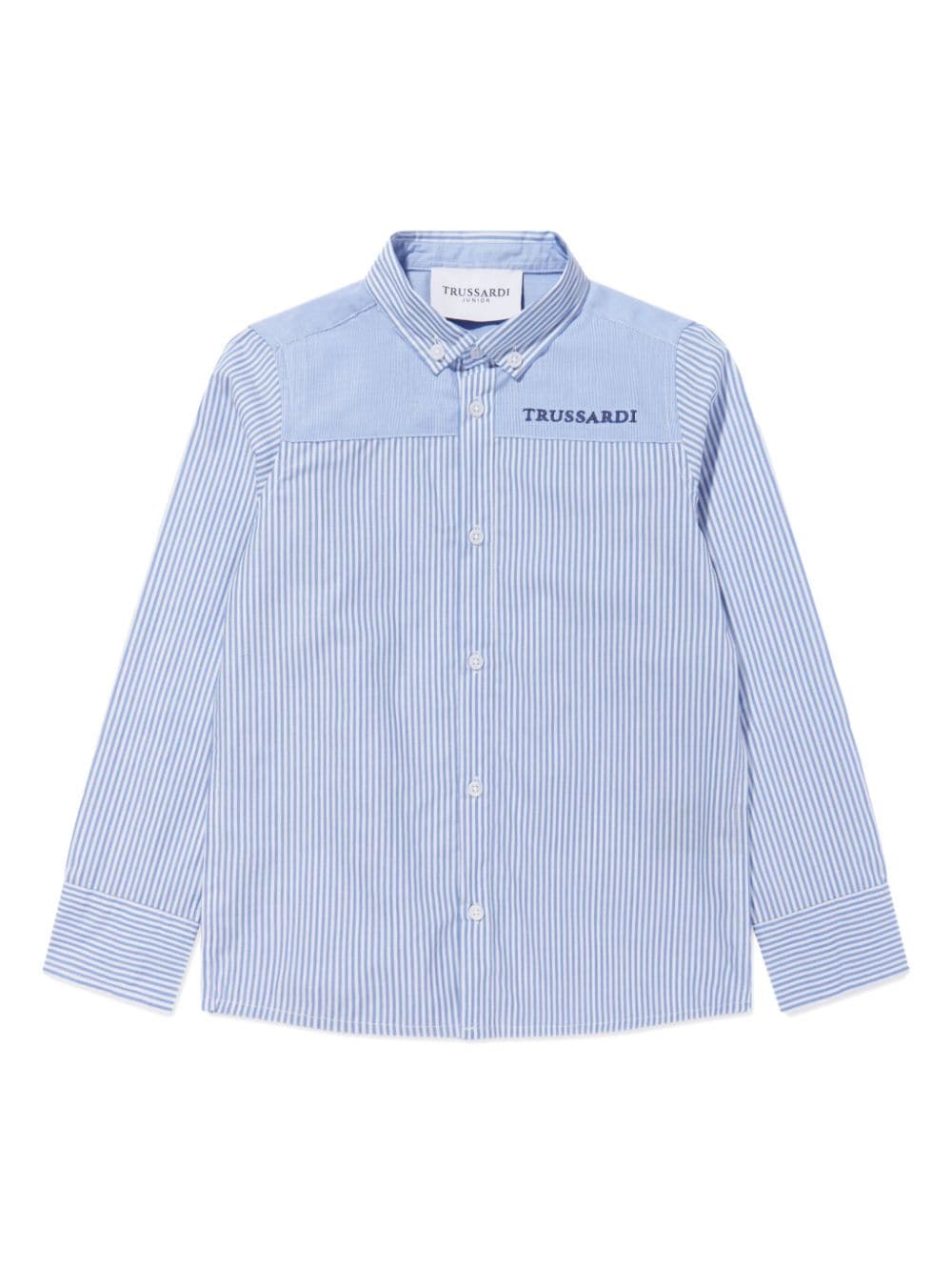 TRUSSARDI JUNIOR logo-embroidered striped shirt - Blue von TRUSSARDI JUNIOR