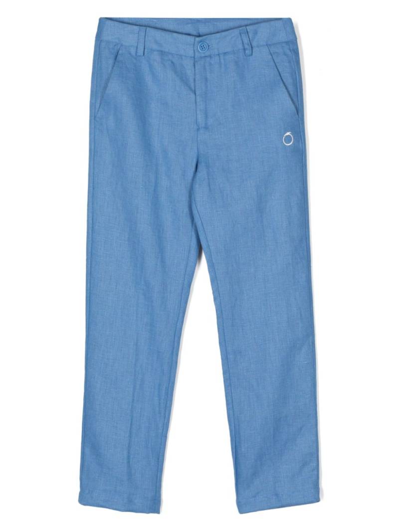 TRUSSARDI JUNIOR logo-embroidered tapered leg trousers - Blue von TRUSSARDI JUNIOR