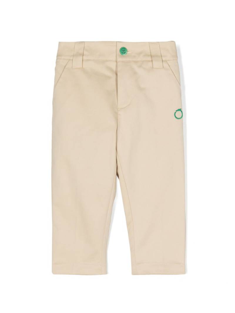 TRUSSARDI JUNIOR logo-embroidered tapered trousers - Neutrals von TRUSSARDI JUNIOR