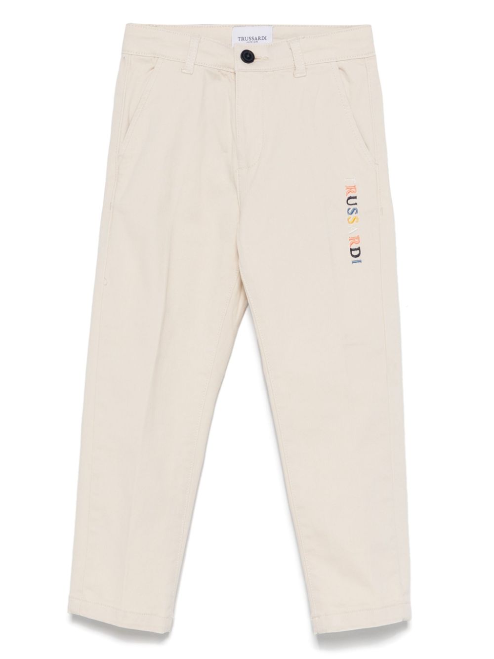 TRUSSARDI JUNIOR logo-embroidered trousers - Neutrals von TRUSSARDI JUNIOR