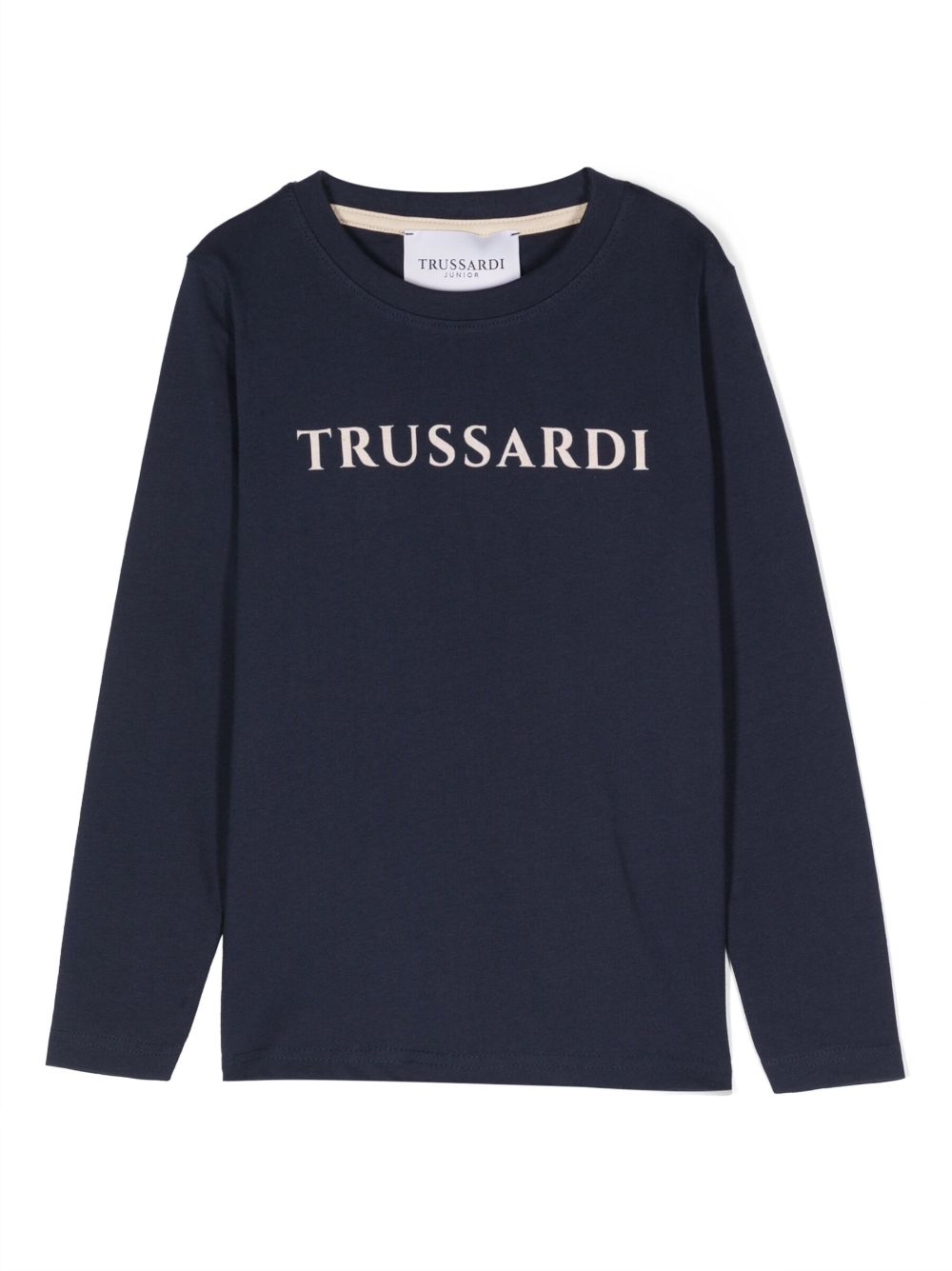 TRUSSARDI JUNIOR logo-flocked cotton sweatshirt - Blue von TRUSSARDI JUNIOR