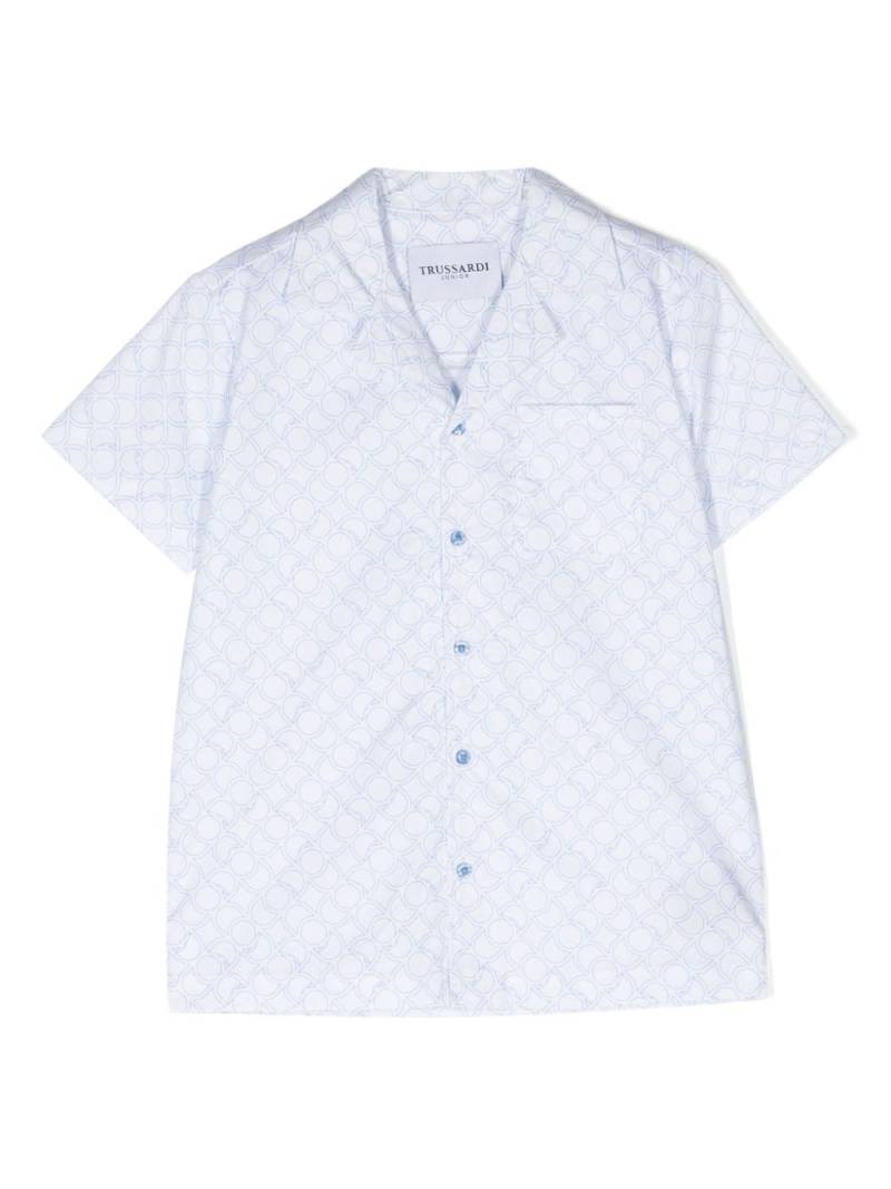 TRUSSARDI JUNIOR monogram-print cotton shirt - White von TRUSSARDI JUNIOR