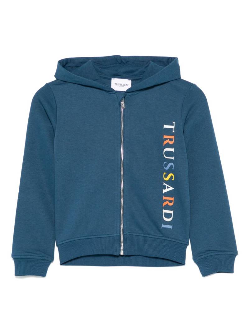 TRUSSARDI JUNIOR raised logo-detail hoodie - Blue von TRUSSARDI JUNIOR