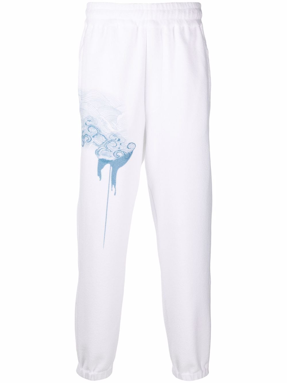 TTSWTRS abstract-print cotton track trousers - White von TTSWTRS