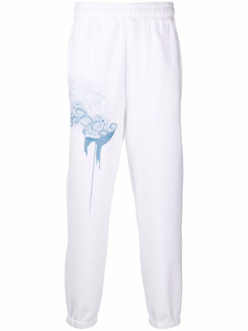 TTSWTRS abstract-print cotton track trousers - White von TTSWTRS