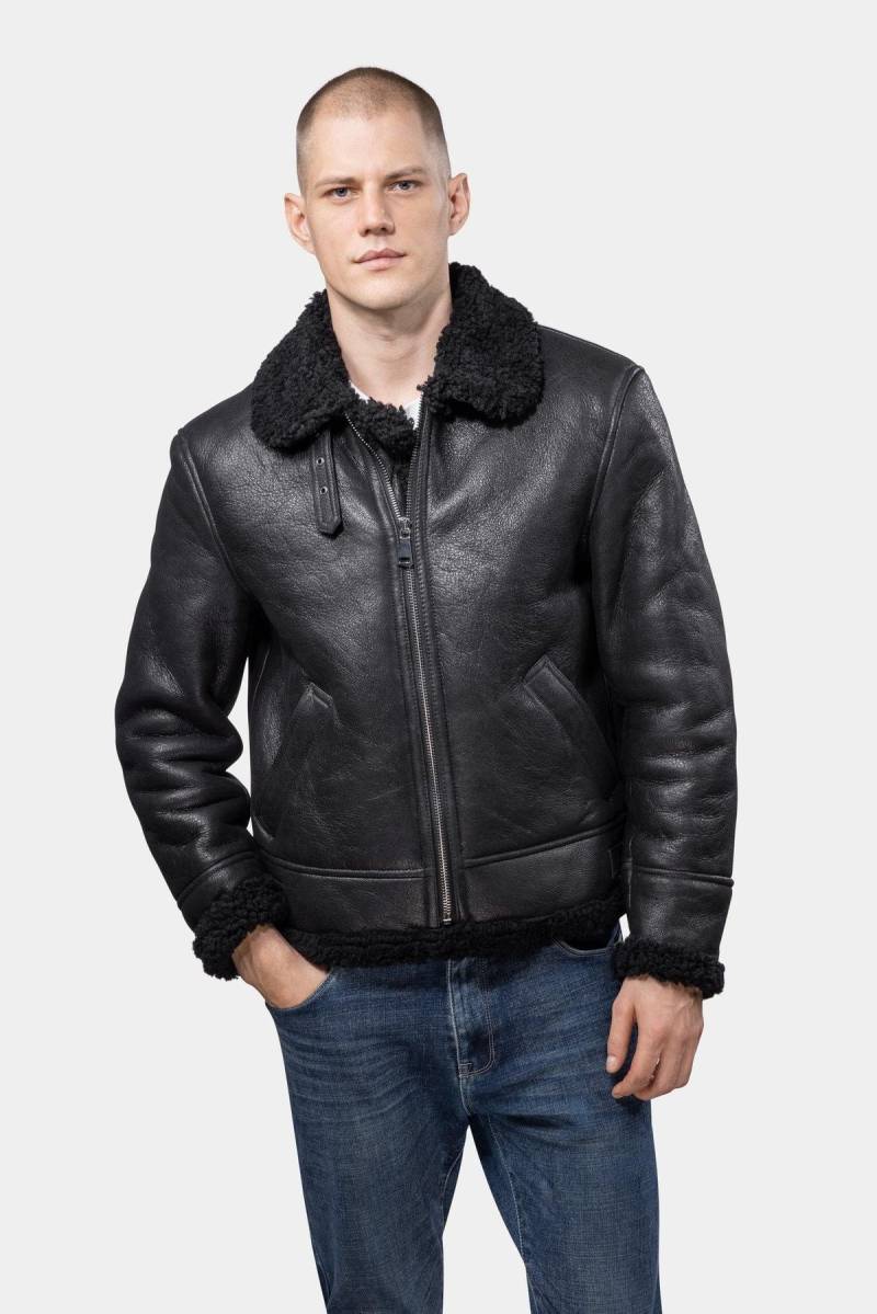 Lammfell Aviator B3 Lederjacke - Schwarz Herren Schwarz L von GÖTTIG.