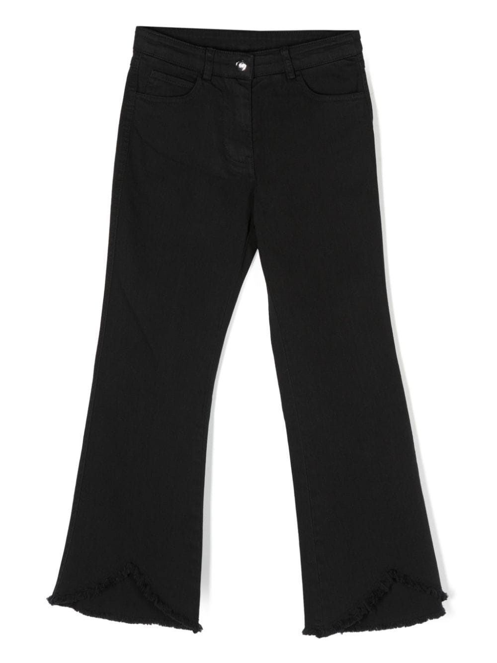 TWINSET Kids asymmetric frayed flared jeans - Black von TWINSET Kids